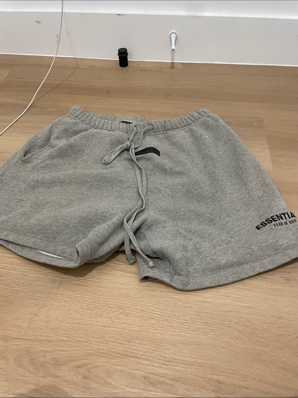 Essentials Men’s Light Gray Fleece Drawstring Shorts